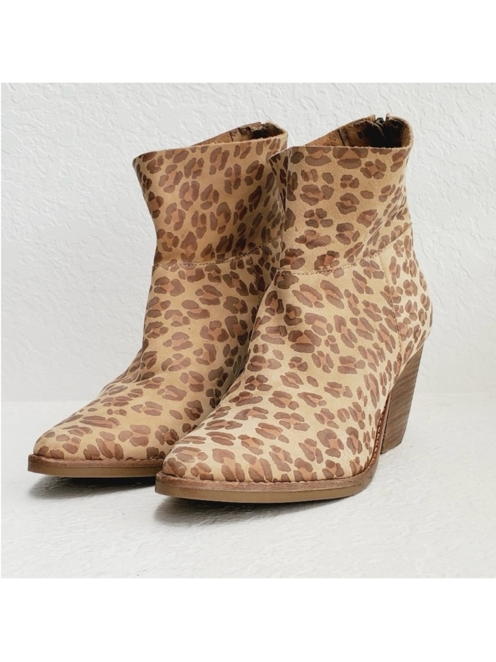 Matisse Leopard-Print Pointed Ankle Booties in Tan & Brown